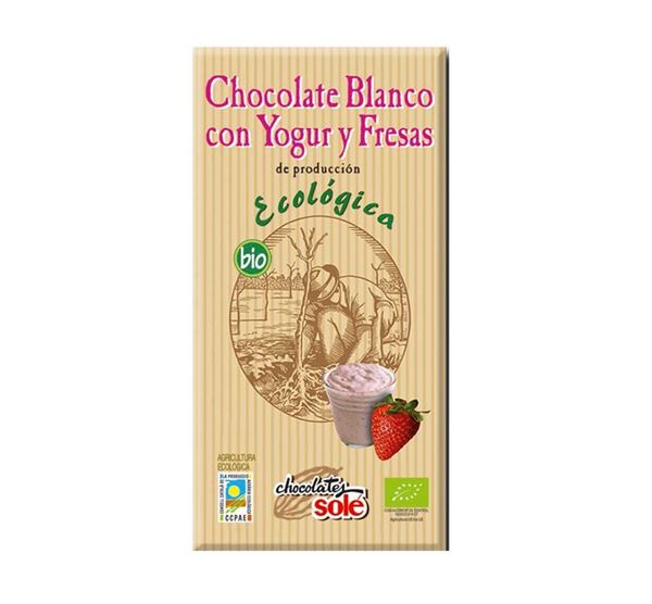Foto de Chocolate Blanco con Yogur y Fresas eco 100gr