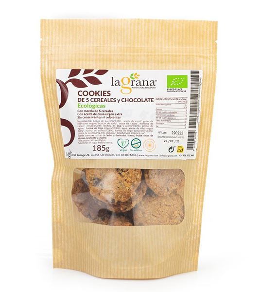 Foto de Cookies de 5 cereales y chocolate La Grana eco 185g