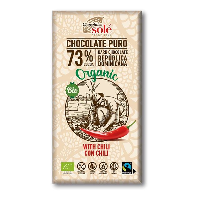 Foto de Chocolate Negro 73% con chili eco 100gr